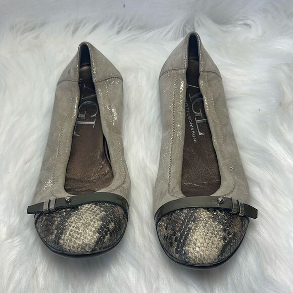 Attilio Giusti Leombruni AGL Cream Shimmer Cap Toe Ballet Flat Sz 37/US 7 - Picture 2 of 7